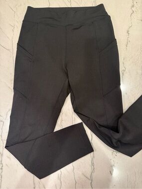 POP Fit Black High Waisted Leggings w/ Pockets Size Large